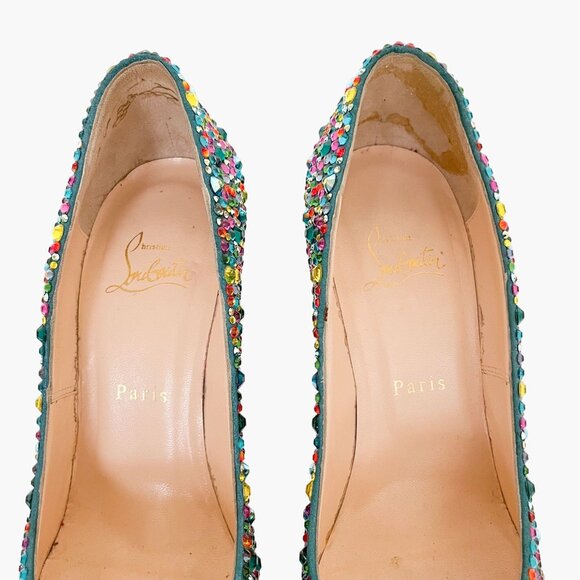 Christian Louboutin Daffodile 160 Pumps EU 39.5 US 9.5 Multi Crystal Strass - Picture 6 of 14